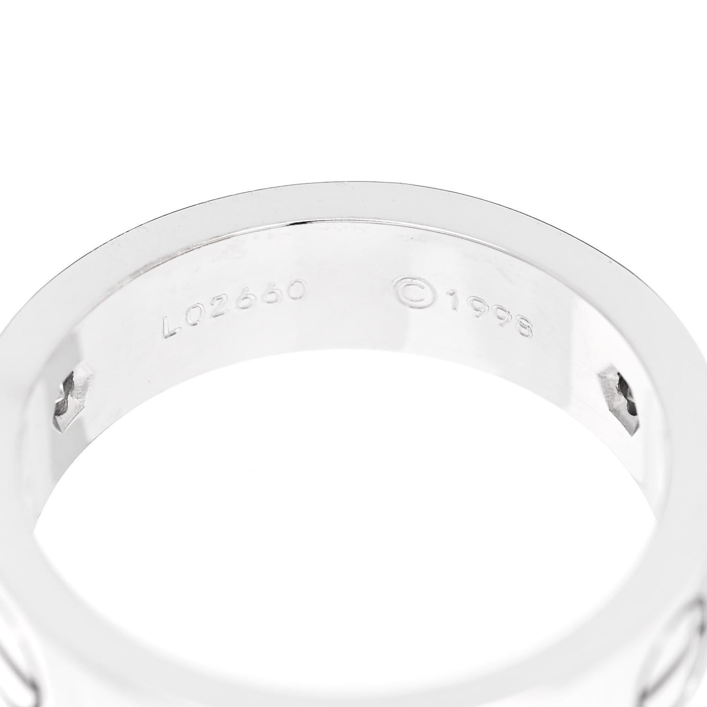 18K White Gold 3 Diamond 5.5mm LOVE Ring 58 8.5