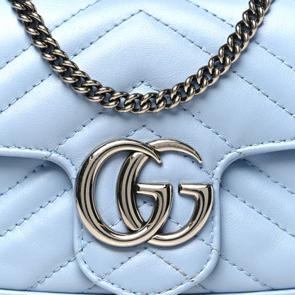 Gucci Calfskin Matelasse Super Mini GG Marmont Shoulder Bag Porcelain Light Blue 8 of 12