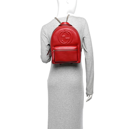 Gucci Pebbled Calfskin Soho Chain Backpack Hibiscus Red 2 of 10
