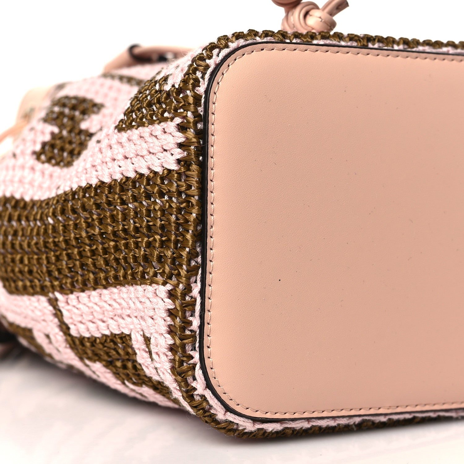 Fendi Raffia Vitello King F is Fendi FF Crochet Mini Mon Tresor Bucket Bag Natural Light Rose 8 of 9