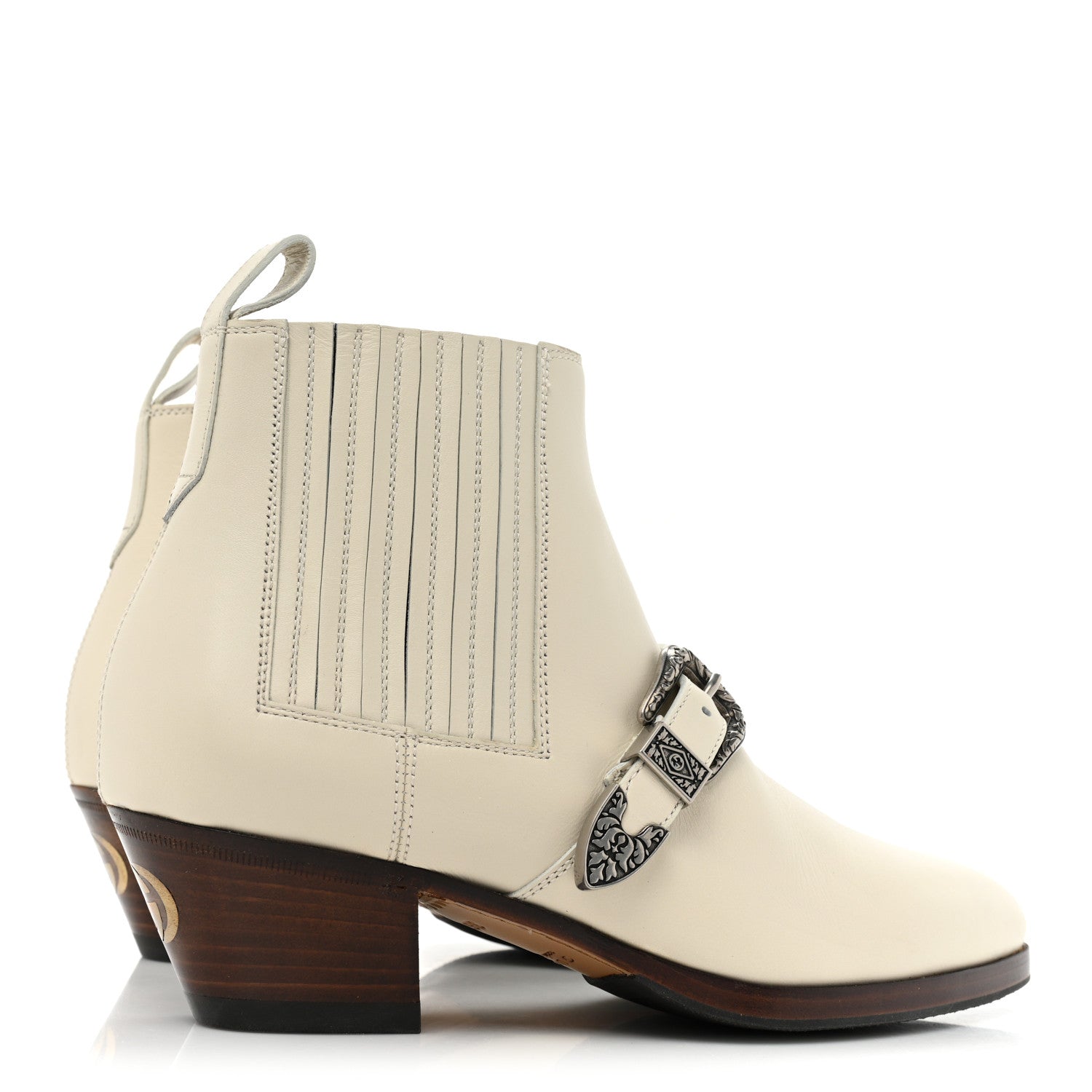 Gucci Quebec Calfskin Womens Elastic Buckled Ankle Boots 36.5 White 5 of 10