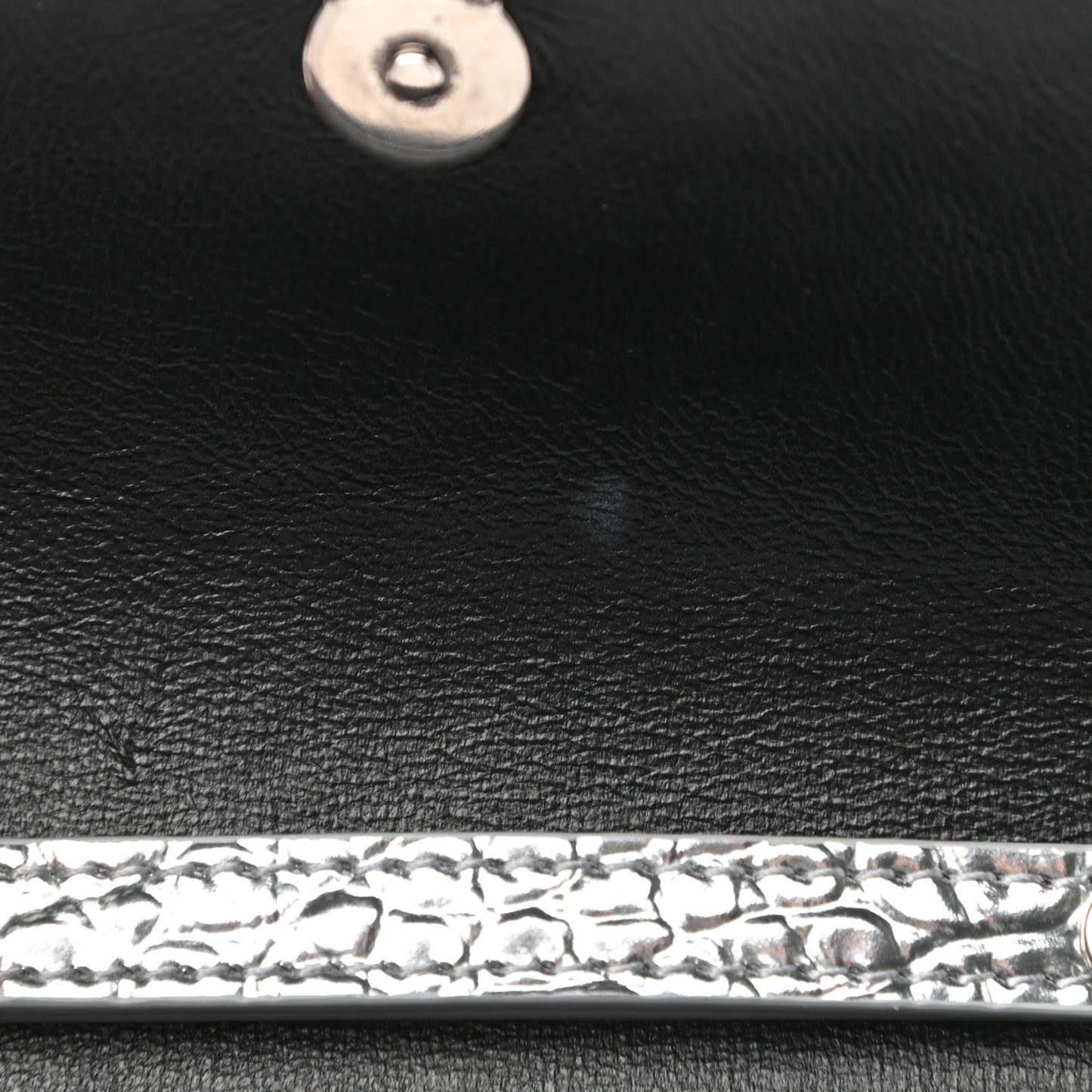 Metallic Calfskin Crocodile Embossed Hourglass Chain Bag Silver