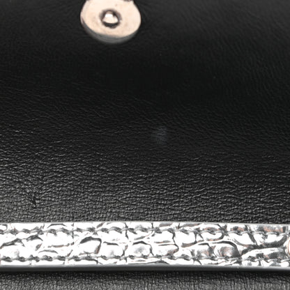 Balenciaga Metallic Calfskin Crocodile Embossed Hourglass Chain Bag Silver 7 of 11