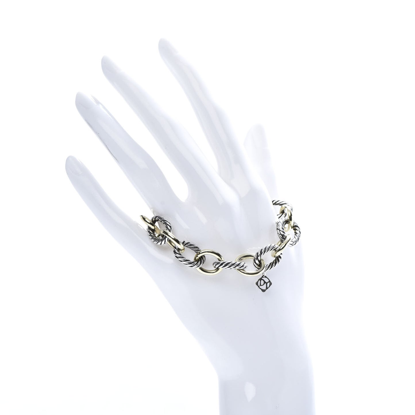 Sterling Silver 18K Yellow Gold 12mm Large Oval Link Bracelet