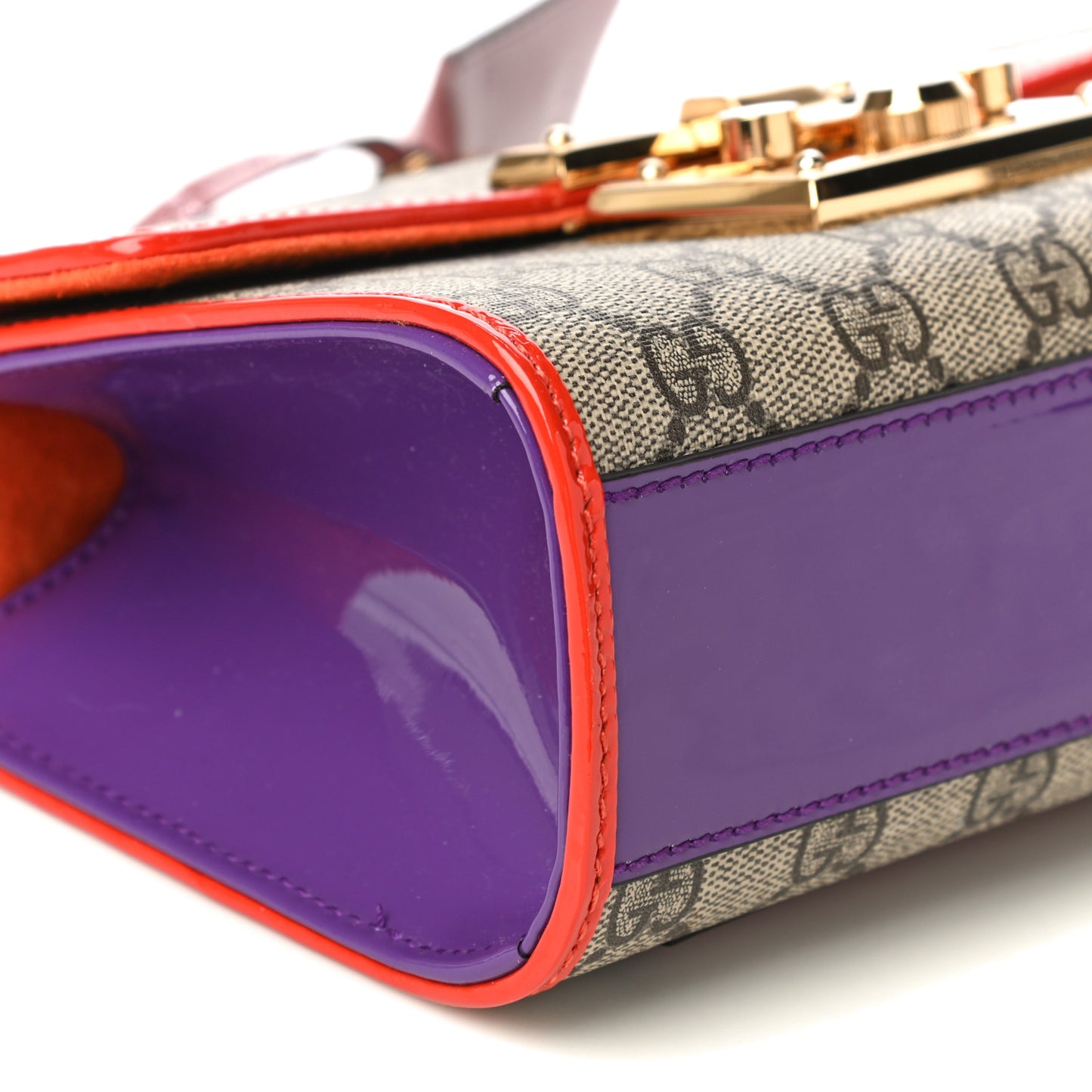 GG Supreme Monogram Patent Small Padlock Shoulder Bag Multicolor