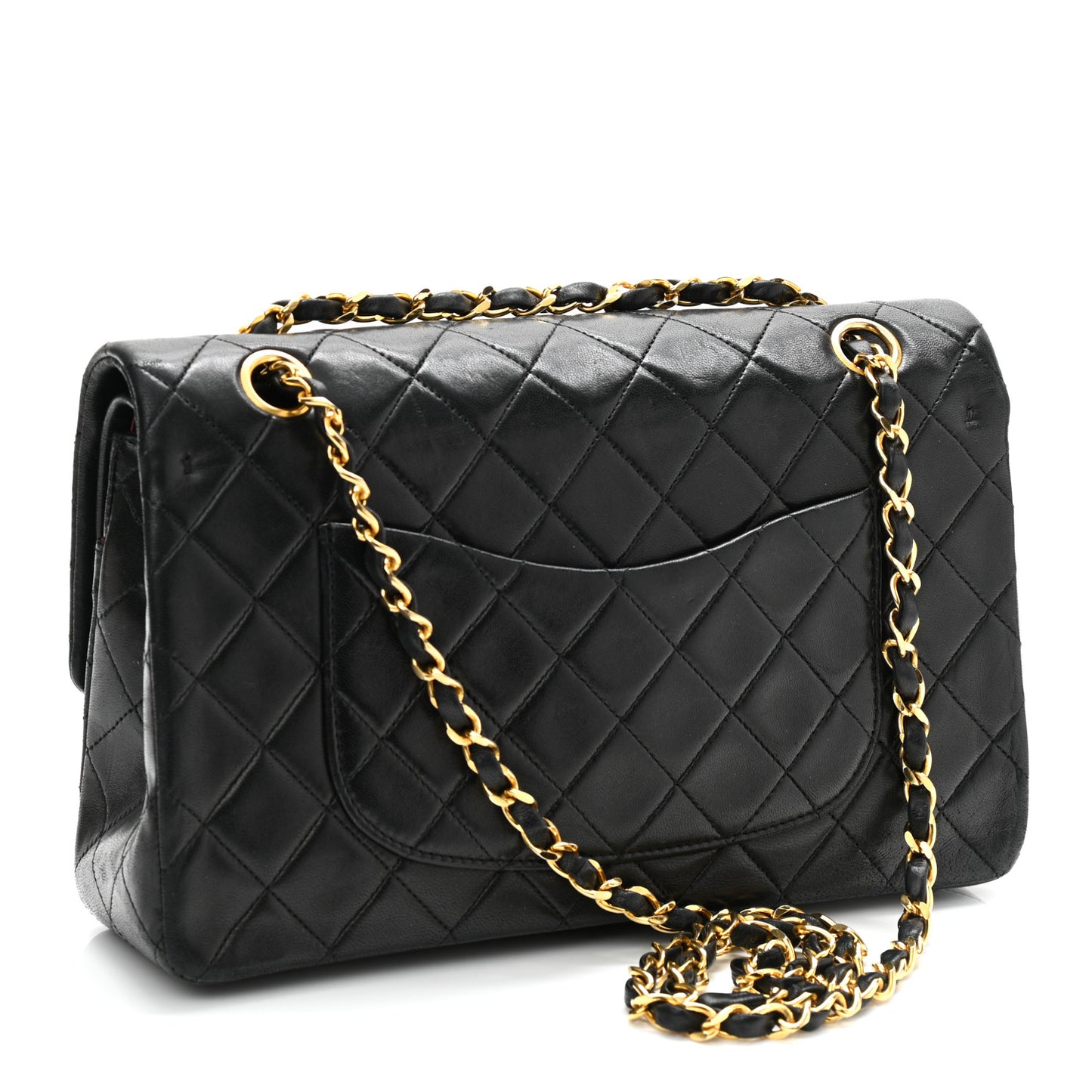 Lambskin Quilted Medium Double Flap Black