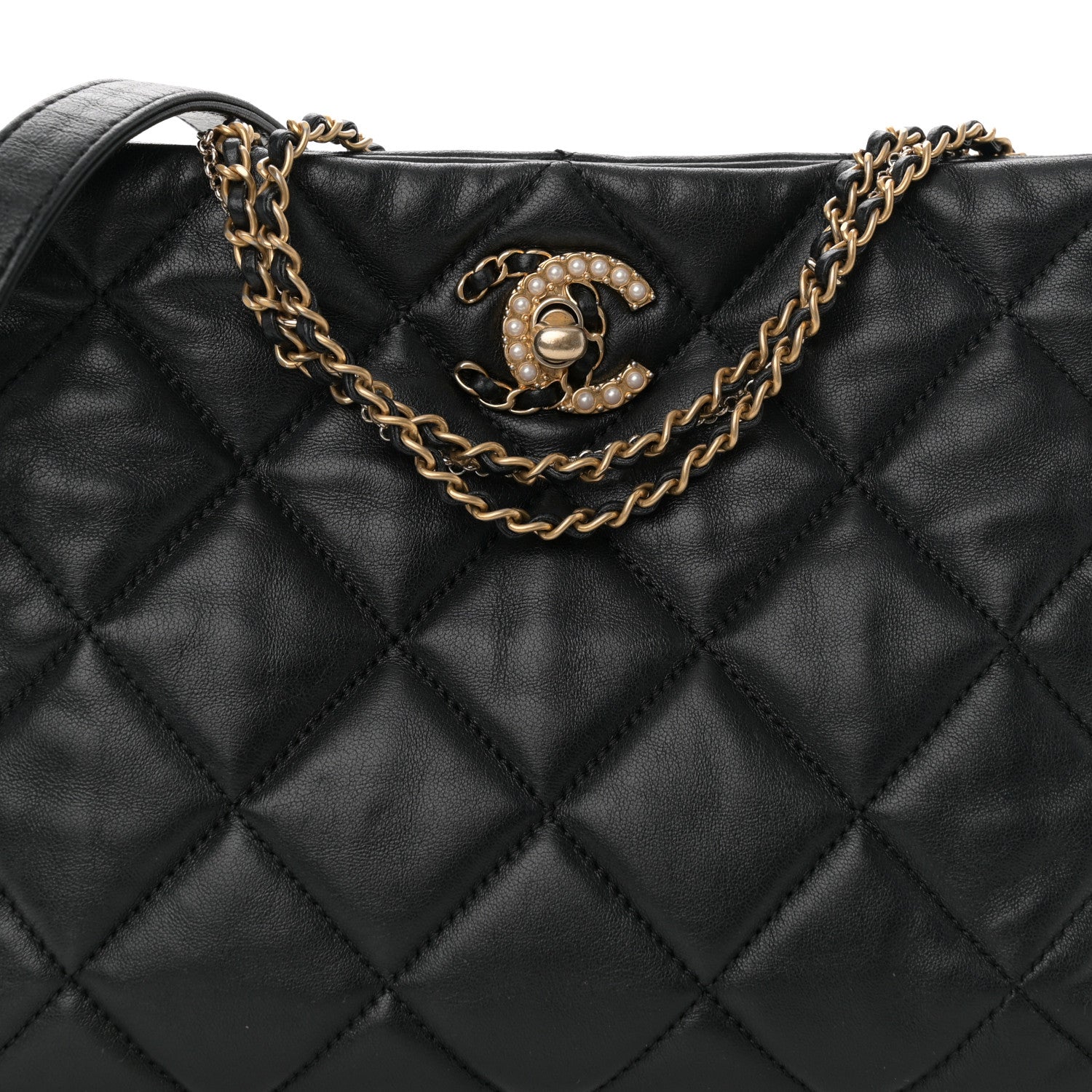Chanel Lambskin Quilted Crush on Chains Hobo Black 8 of 10