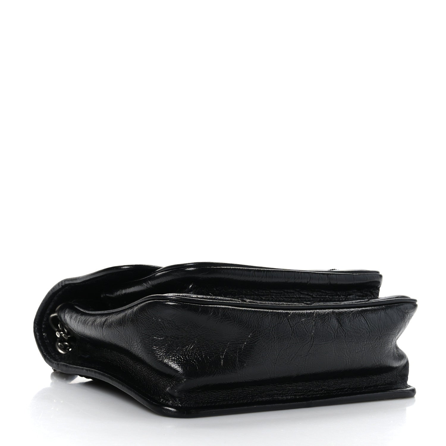 Saint Laurent Crinkled Lambskin Matelasse Monogram Baby Niki Chain Satchel Black 4 of 9
