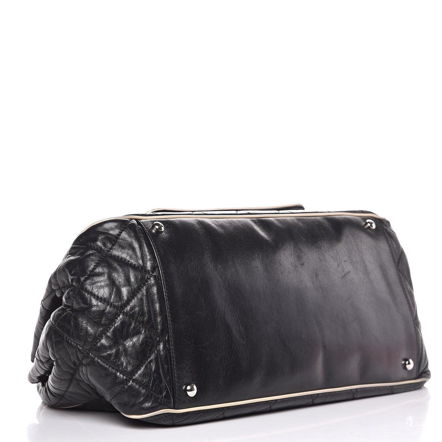 Lambskin Quilted East West Accordion Flap Black