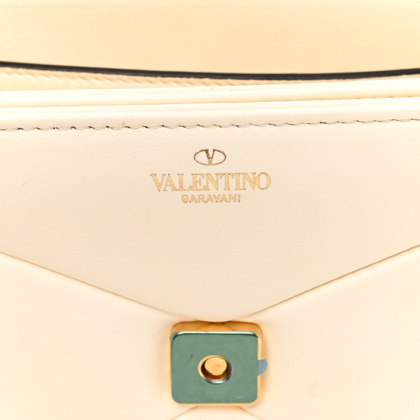 Nappa Lacquer Monochrome One Stud Chain Clutch Ivory