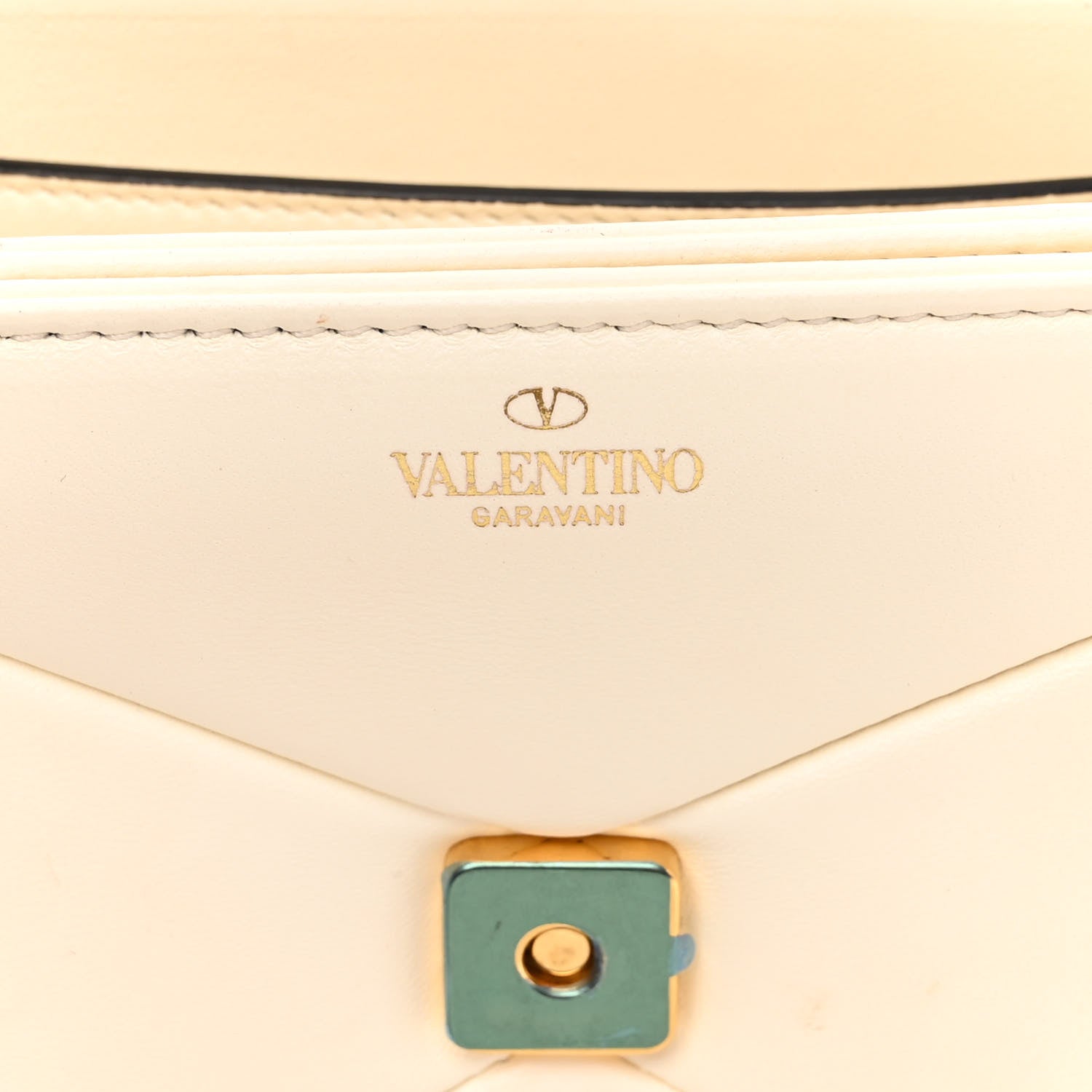 Valentino Garavani Nappa Lacquer Monochrome One Stud Chain Clutch Ivory 6 of 11