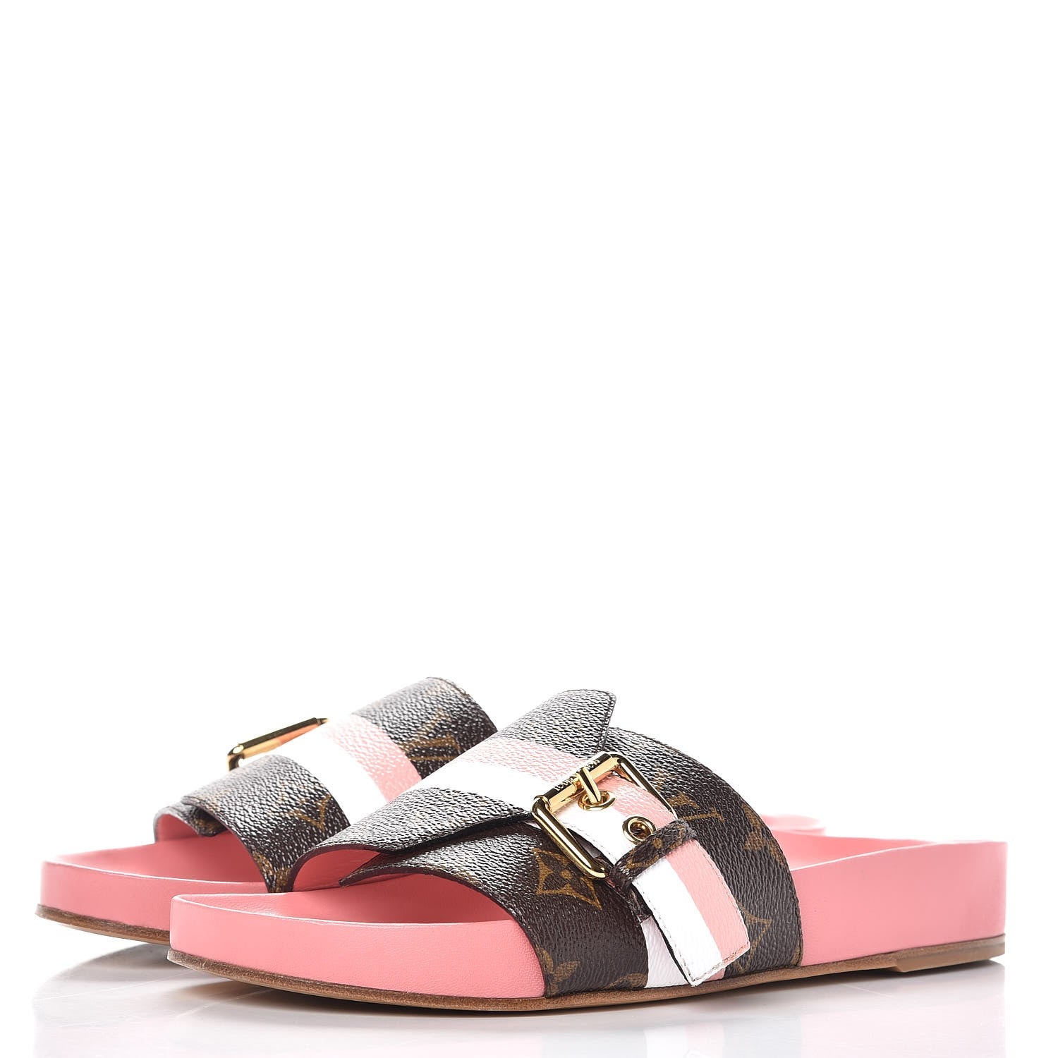 Louis Vuitton Patent Monogram Bom Dia Flat Mule 38 Rose White 3 of 11