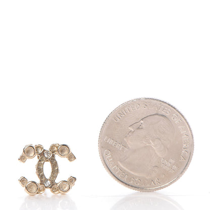 Chanel Crystal Poured Glass CC Earrings Gold 2 of 5