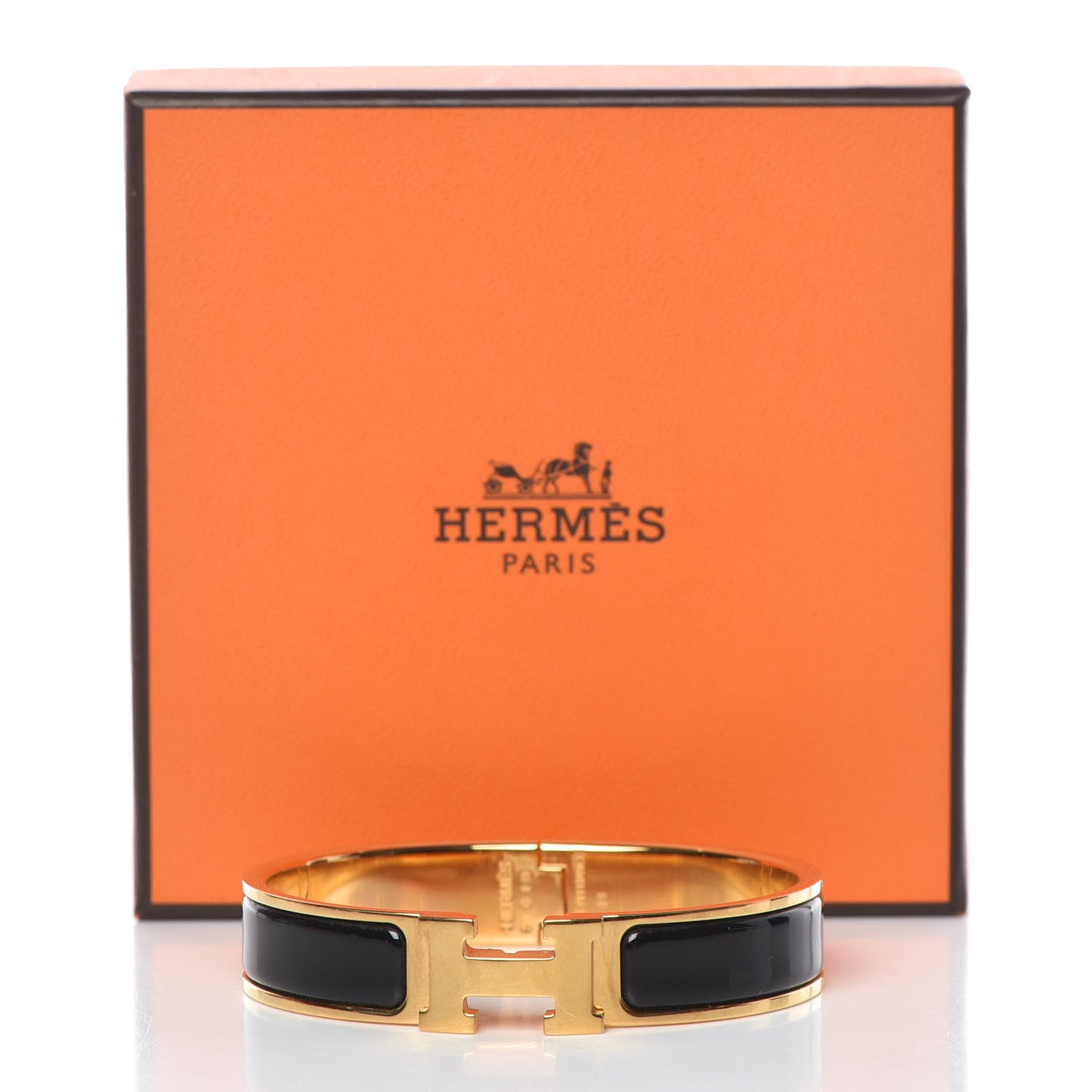 Enamel Narrow Clic Clac H Bracelet PM Black