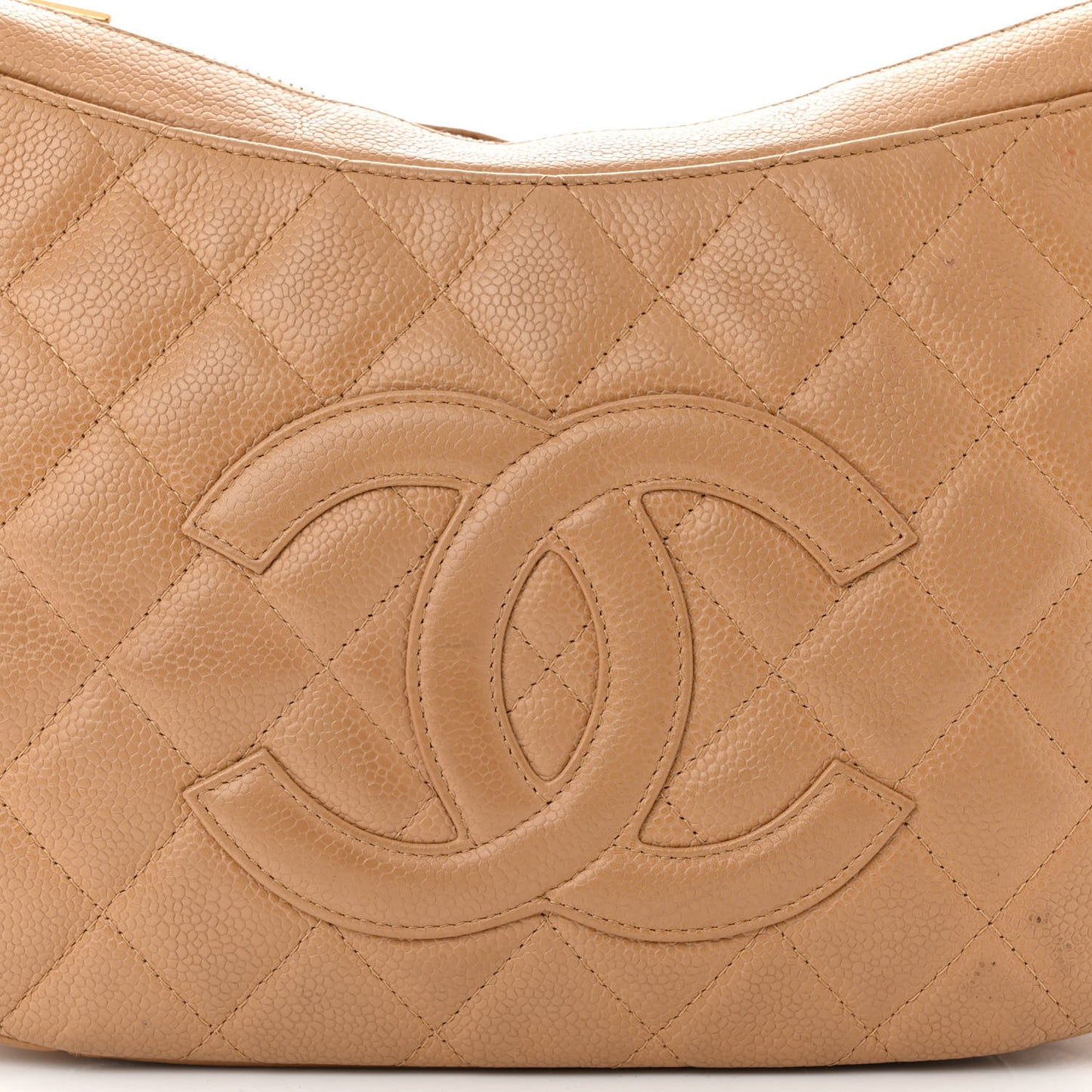 Caviar Quilted Timeless CC Shoulder Bag Beige