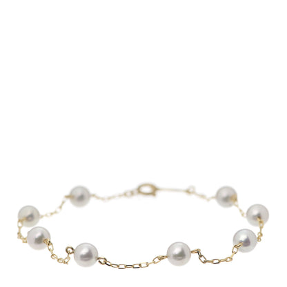 Mikimoto 18K Yellow Gold Akoya Pearl 5mm Station Bracelet 1 of 7
