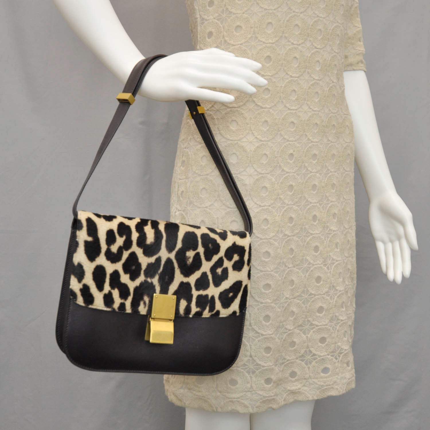 Celine Pony Hair Leopard Medium Box Flap Bag 2 of 10
