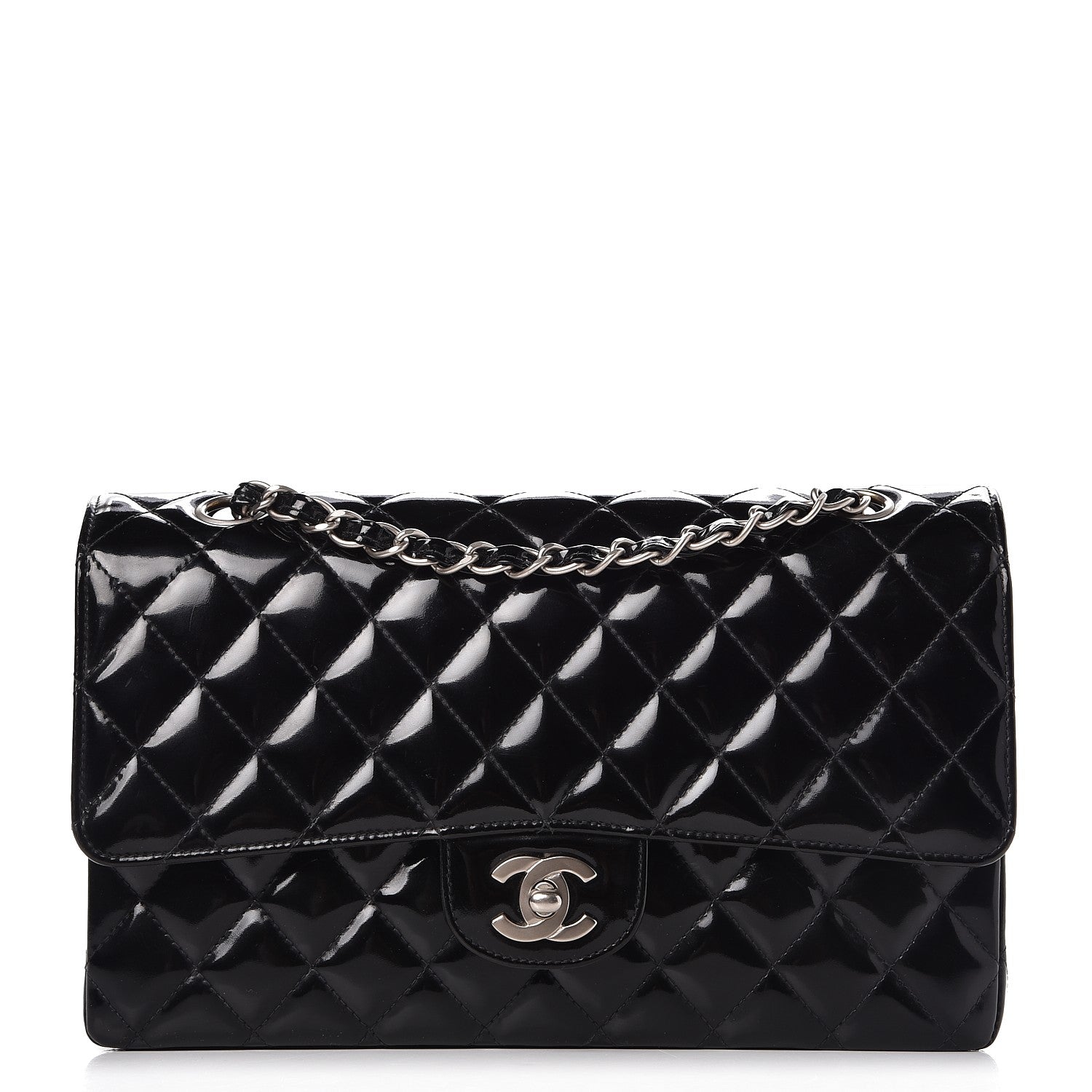 Chanel Patent Quilted Medium Double Flap Black 1 of 9