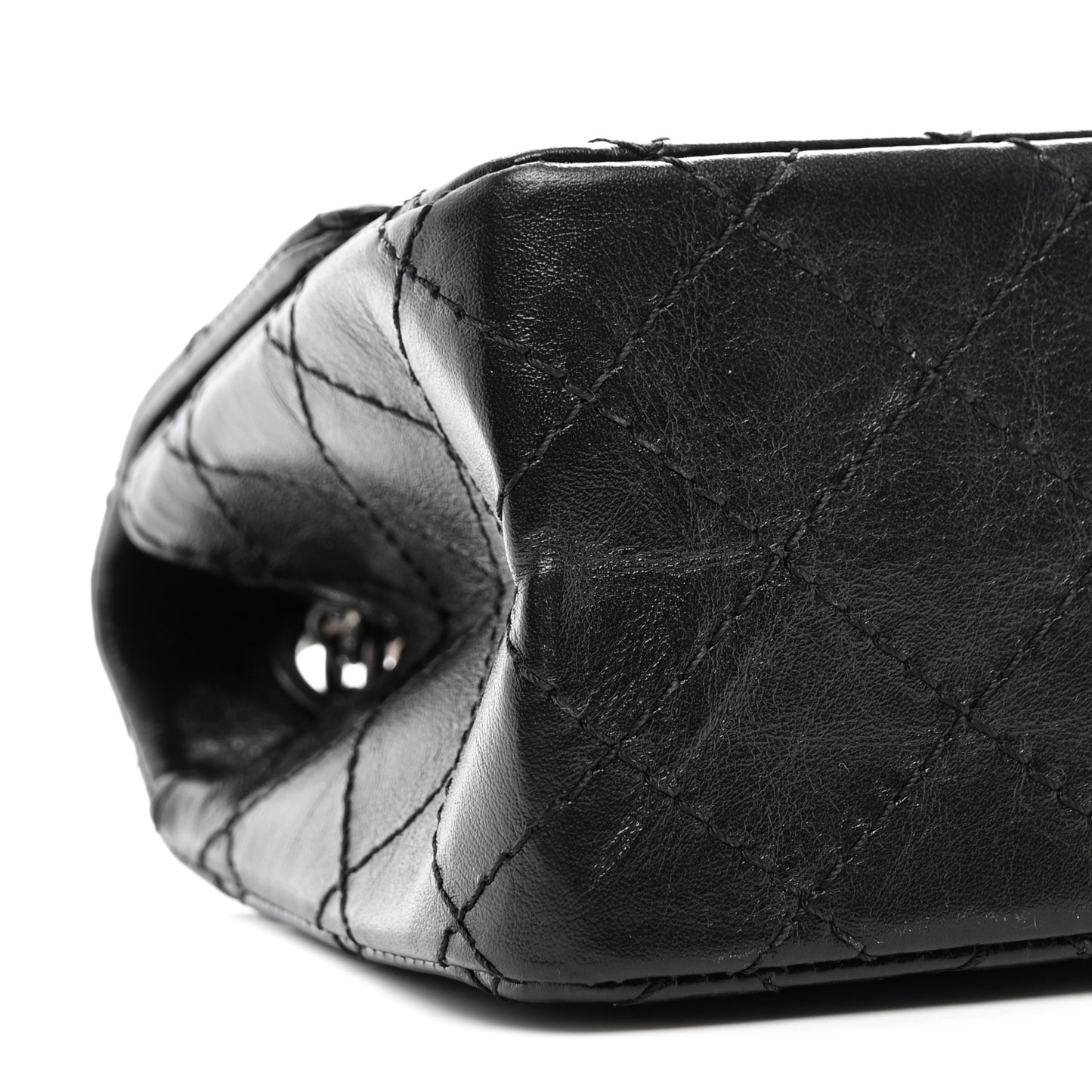 Aged Calfskin Quilted 2.55 Reissue Mini Flap Black