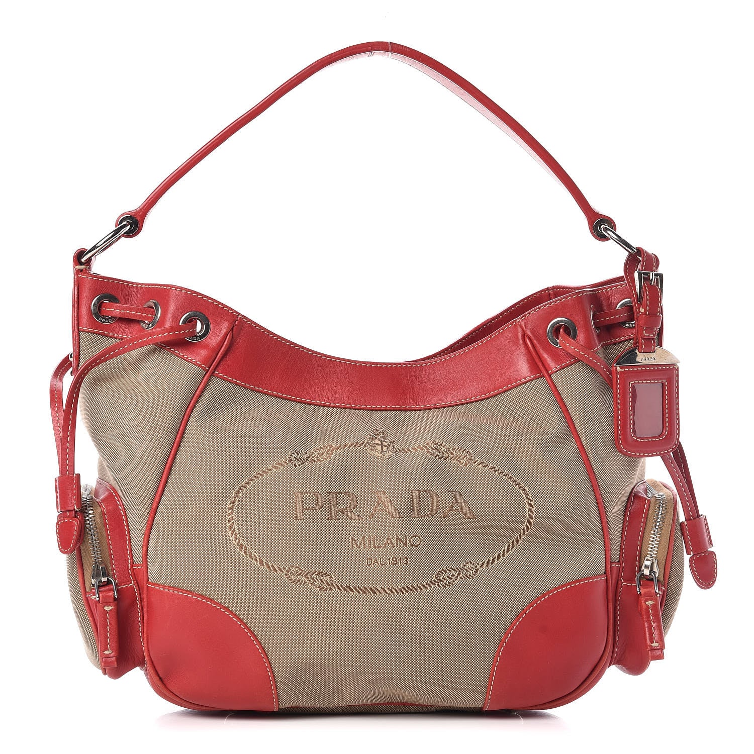 Prada Canvas Shoulder Bag Bag Red 1 of 23