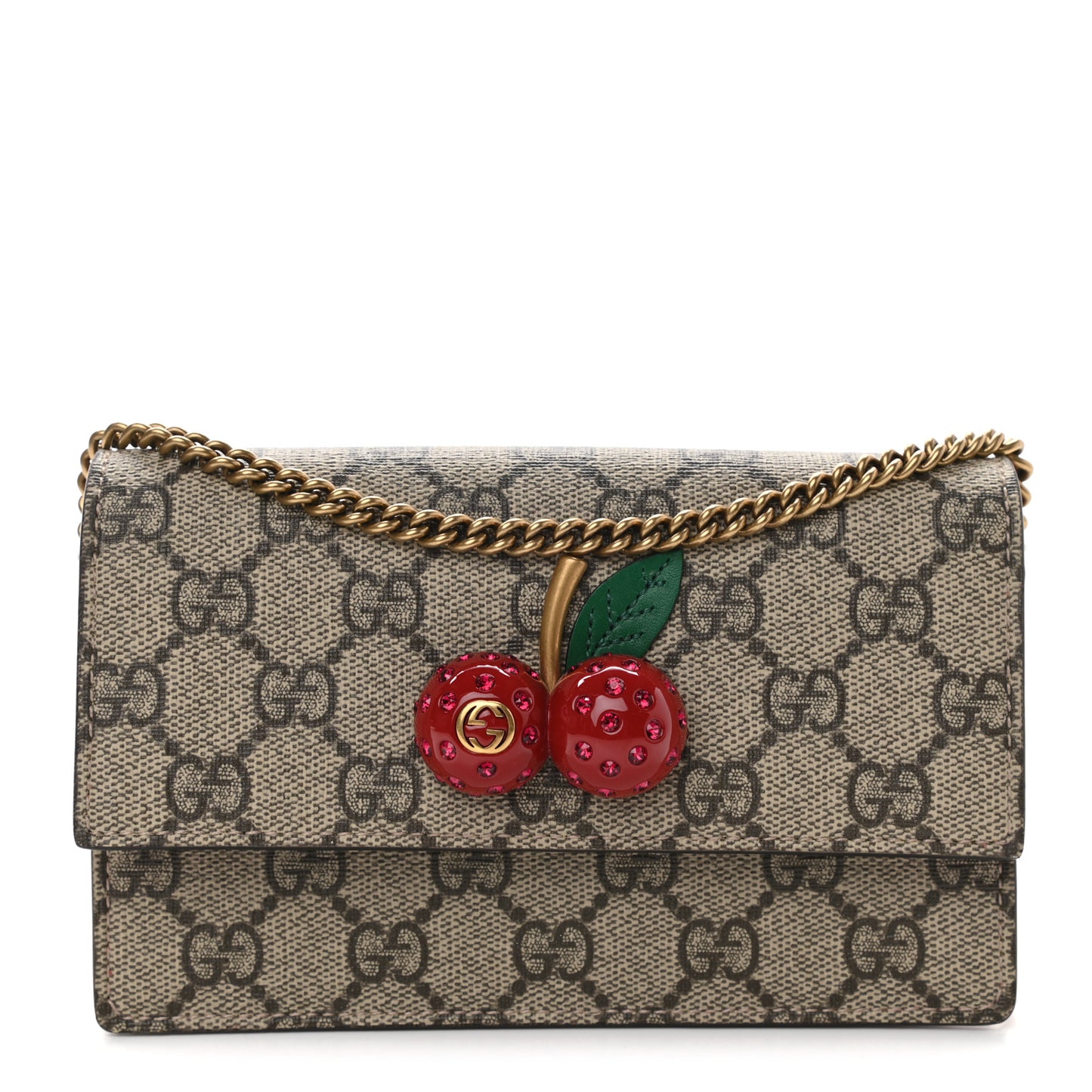 GG Supreme Monogram Mini Cherry Chain Bag