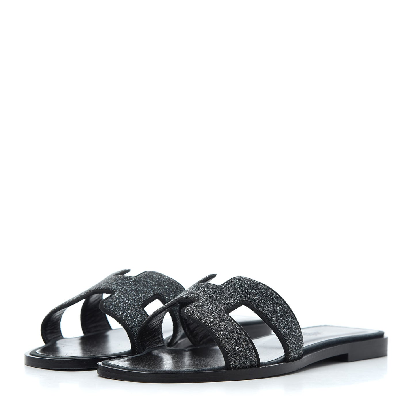 Suede Goatskin Crystal Oran Sandals 35.5 Bleu Gris