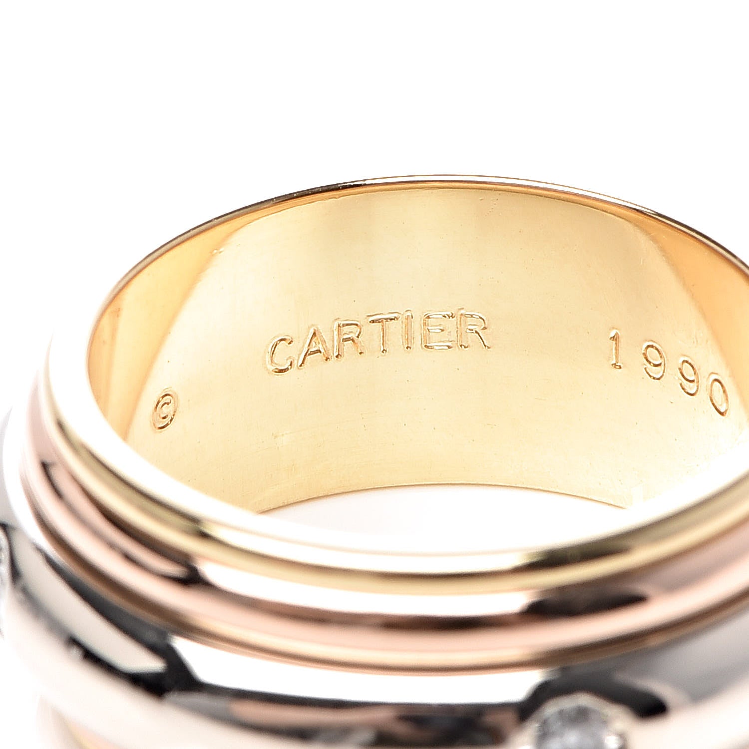 Cartier 18K Pink Yellow White Gold Diamond Spinner Band Ring 52 6 4 of 6
