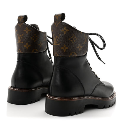 Louis Vuitton Calfskin Monogram Territory Flat Ranger Boots 39.5 Black 5 of 10