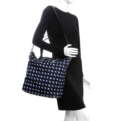 Prada Tessuto Nylon Saffiano Diamond Print Tote Bleuette 2 of 8