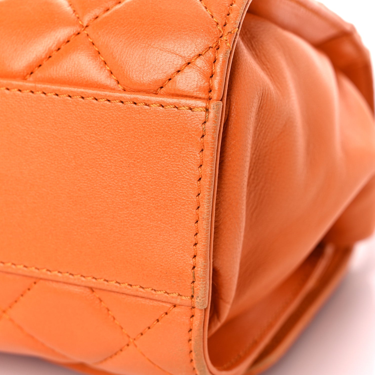 Chanel Lambskin Quilted Jumbo Grocery By Chanel Drawstring Shopping Bag Orange 12 of 21
