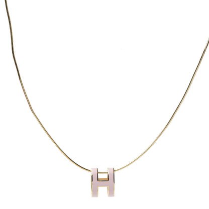 Hermes Lacquered Rose Gold Pop H Pendant Necklace Rose Dragee 1 of 7