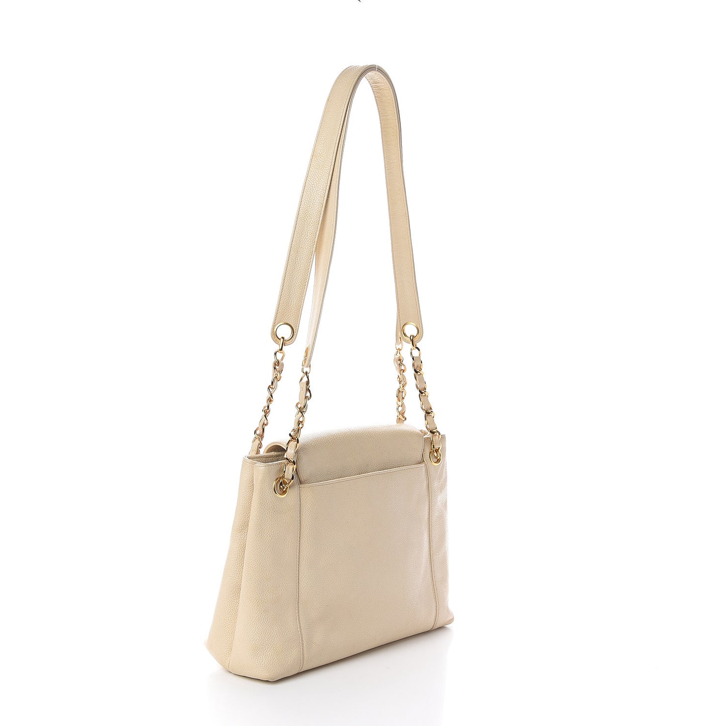 Caviar Flap Shoulder Bag Light Beige