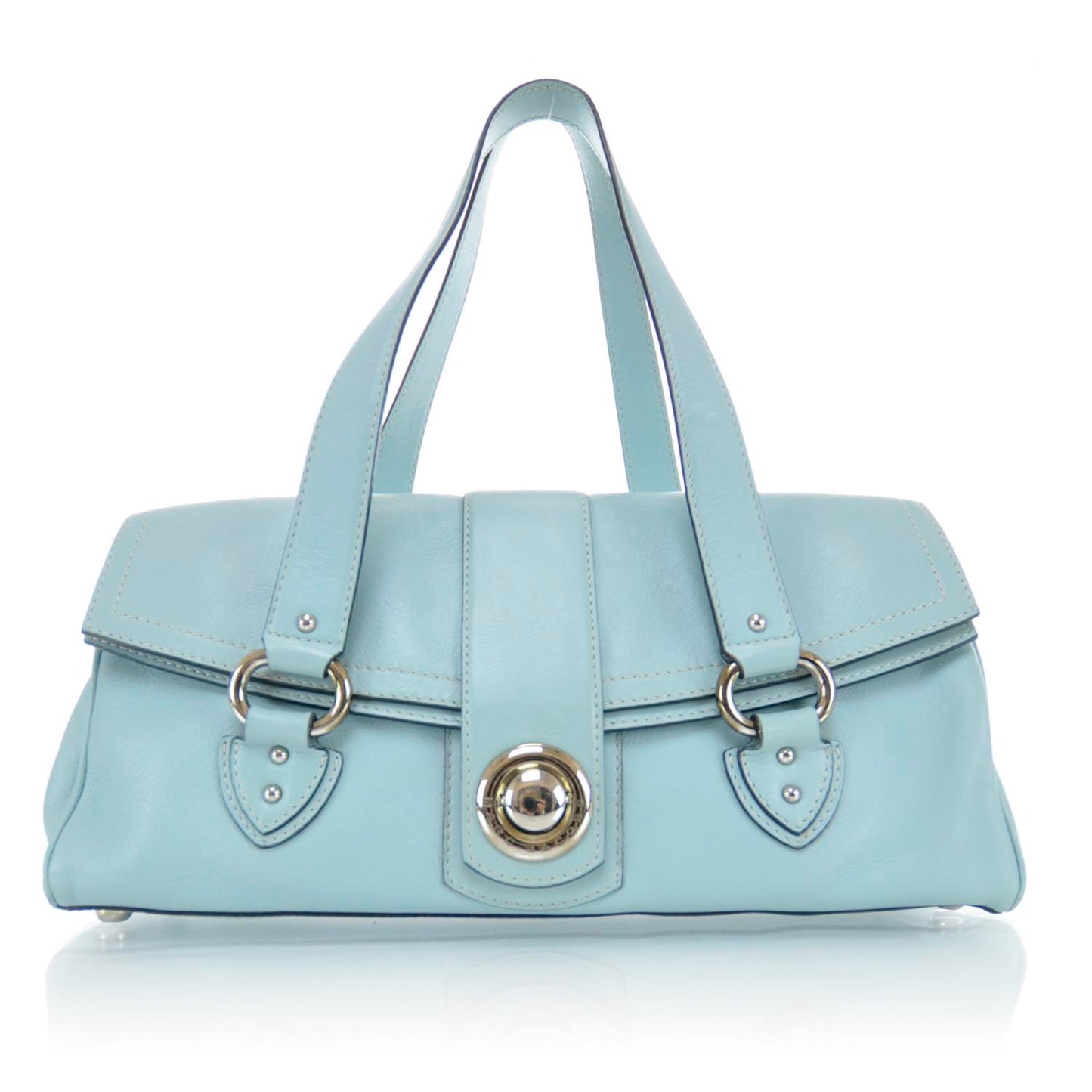 Leather Pushlock Satchel Blue