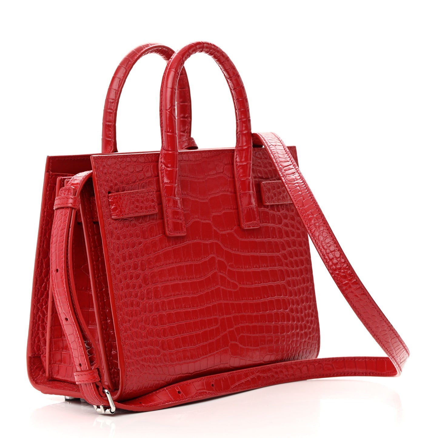 Calfskin Crocodile Embossed Nano Sac De Jour Red