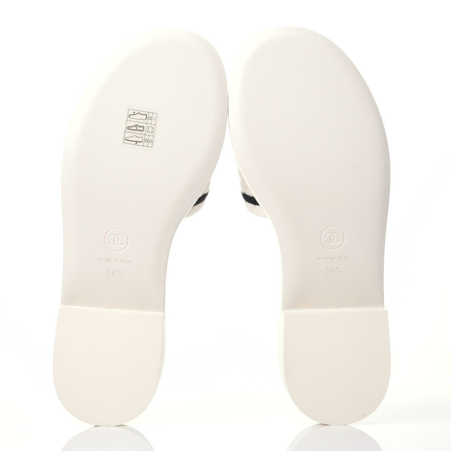 Chanel Lambskin Embroidered Logo Mules 36.5 Ivory Black 7 of 11