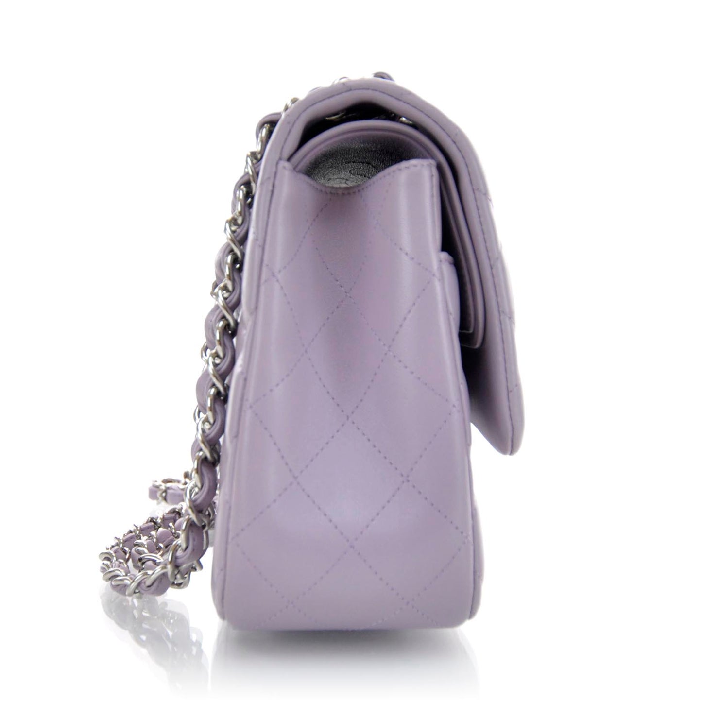 Lambskin Quilted Jumbo Double Flap Lilac
