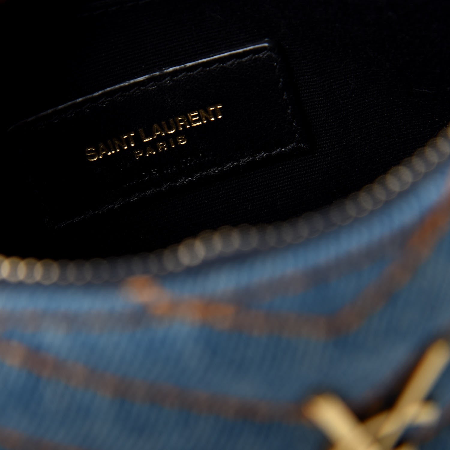 Saint Laurent Denim Matelasse Chevron Monogram A5 Wristlet Blue 6 of 8