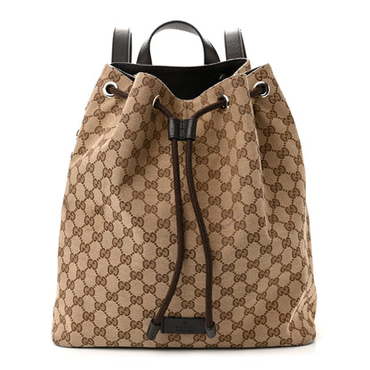 Gucci Monogram Dollar Calfskin O Drawstring Backpack Beige Ebony Testa di Moro Dark Chocolate 1 of 13