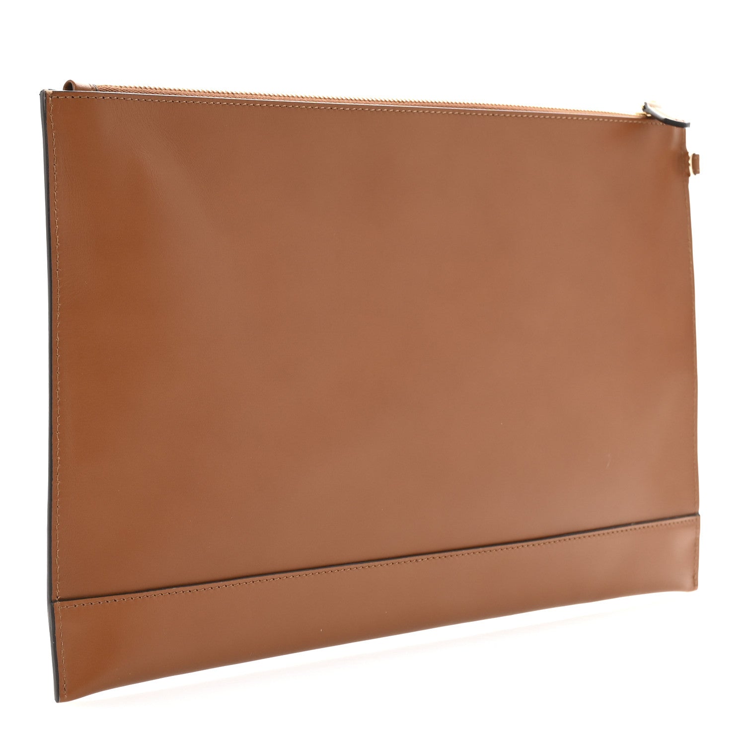 Fendi Vitello King Logo Embossed Large Flat Pouch Cuoio 3 of 7