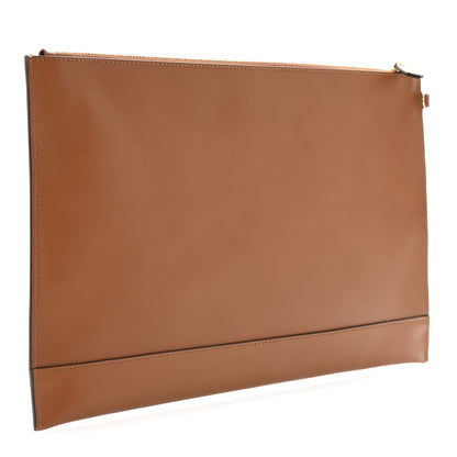 Fendi Vitello King Logo Embossed Large Flat Pouch Cuoio 3 of 7