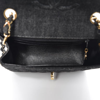 Chanel Denim Quilted Mini Square Flap Black 5 of 9