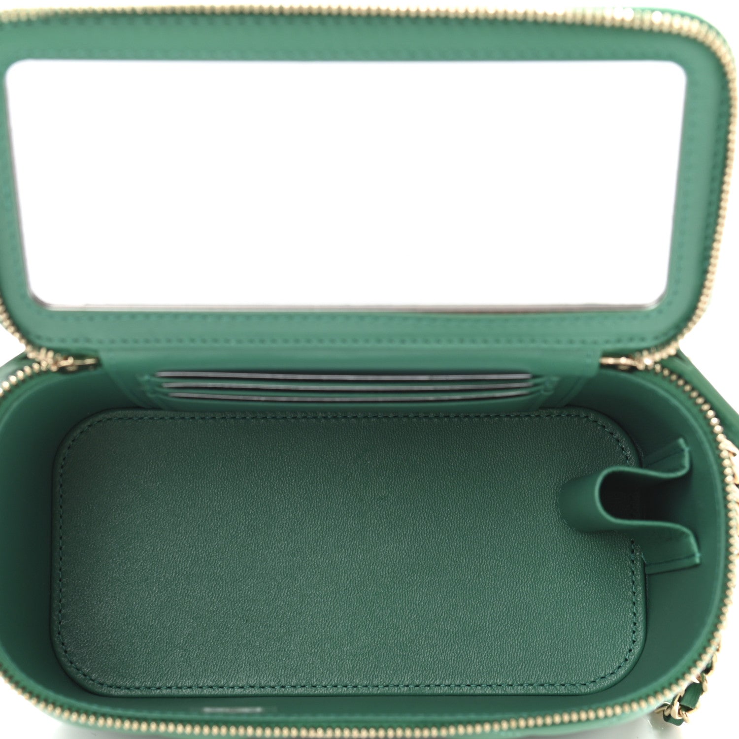 Chanel Lambskin Quilted Small Top Handle Vanity Case With Chain Green 4 of 10