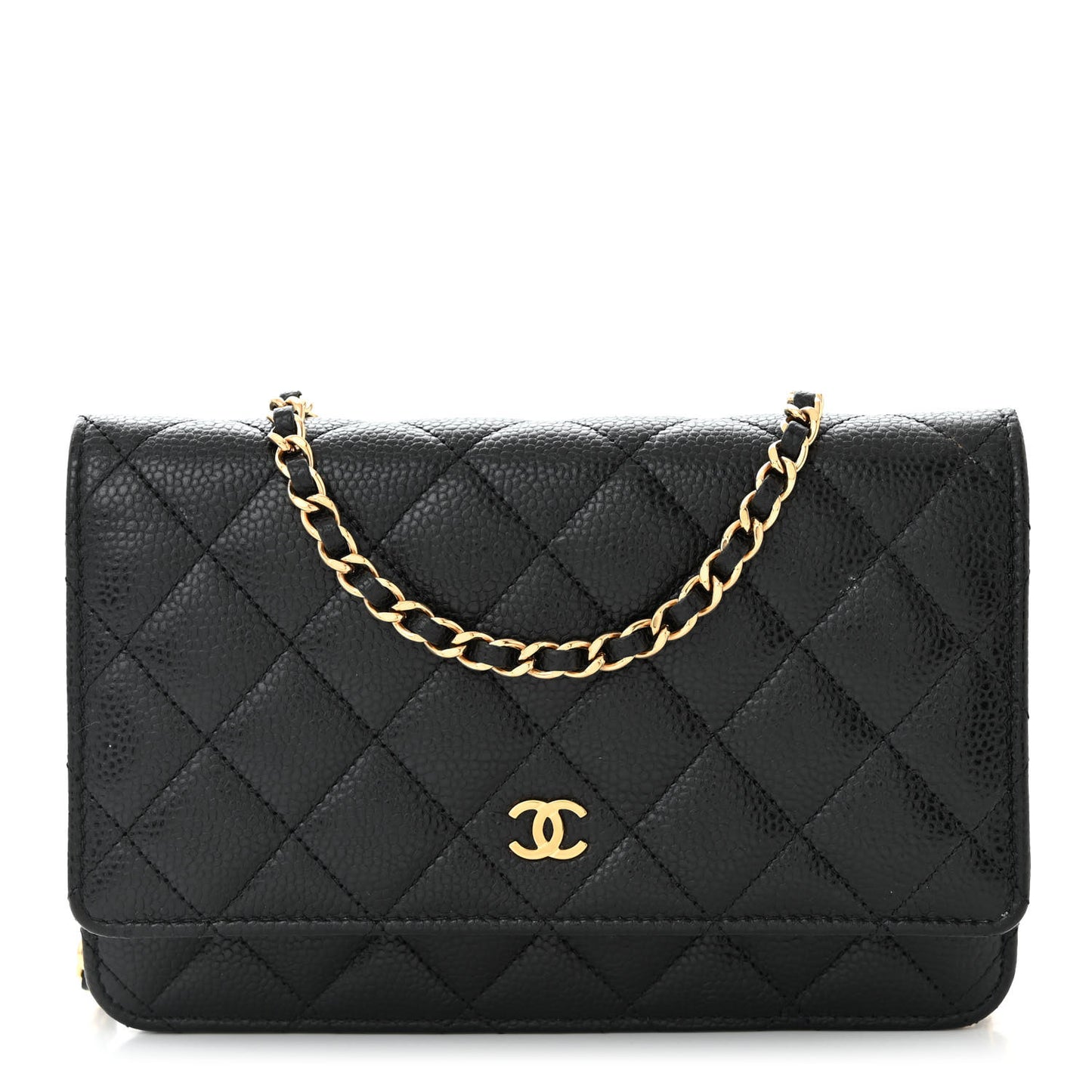 Caviar Quilted Wallet on Chain WOC Black