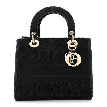Christian Dior Canvas Embroidered Cannage Medium Lady D-Lite Black 1 of 10