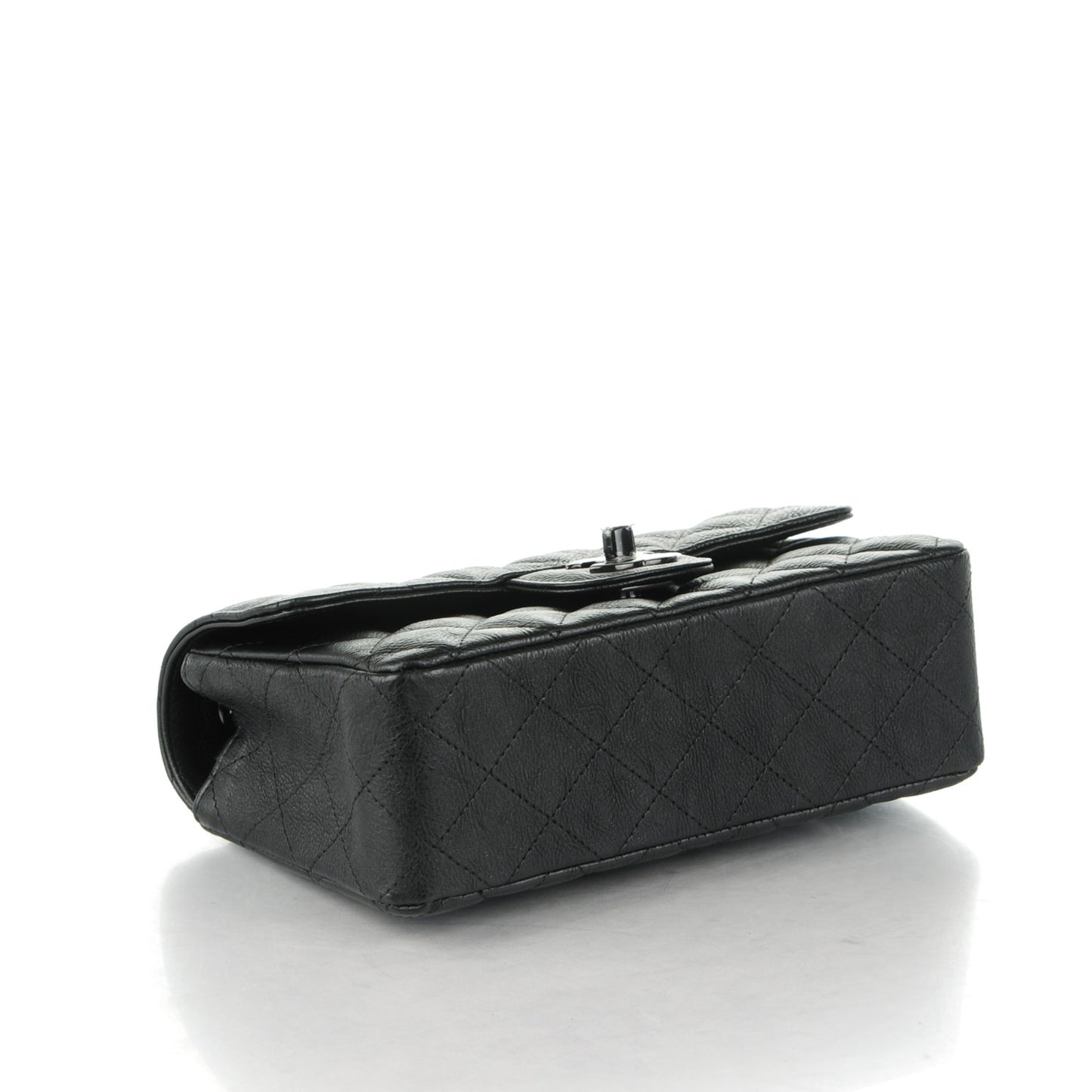Calfskin Quilted Mini Rectangular Flap So Black