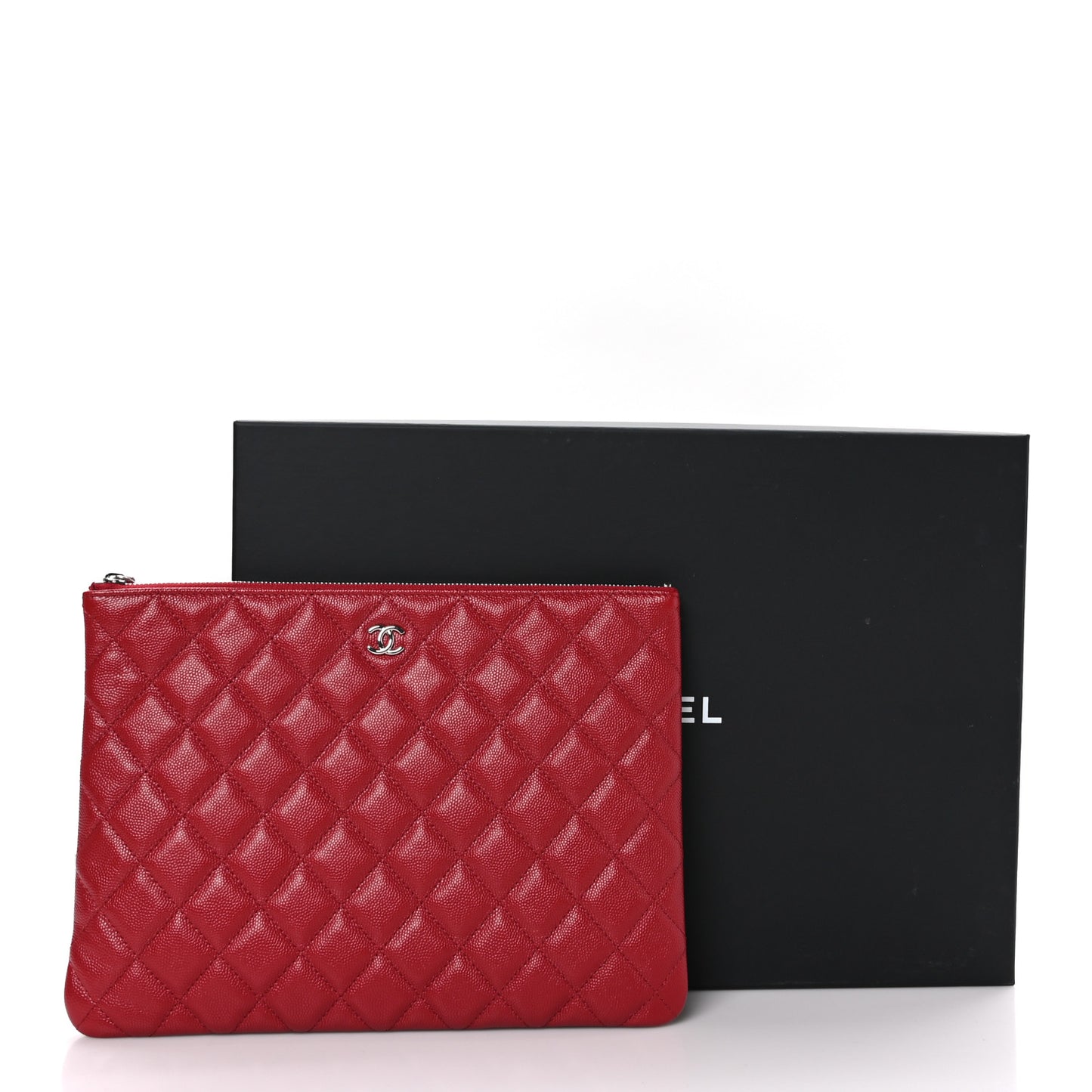 Caviar Quilted Medium Cosmetic Case Red