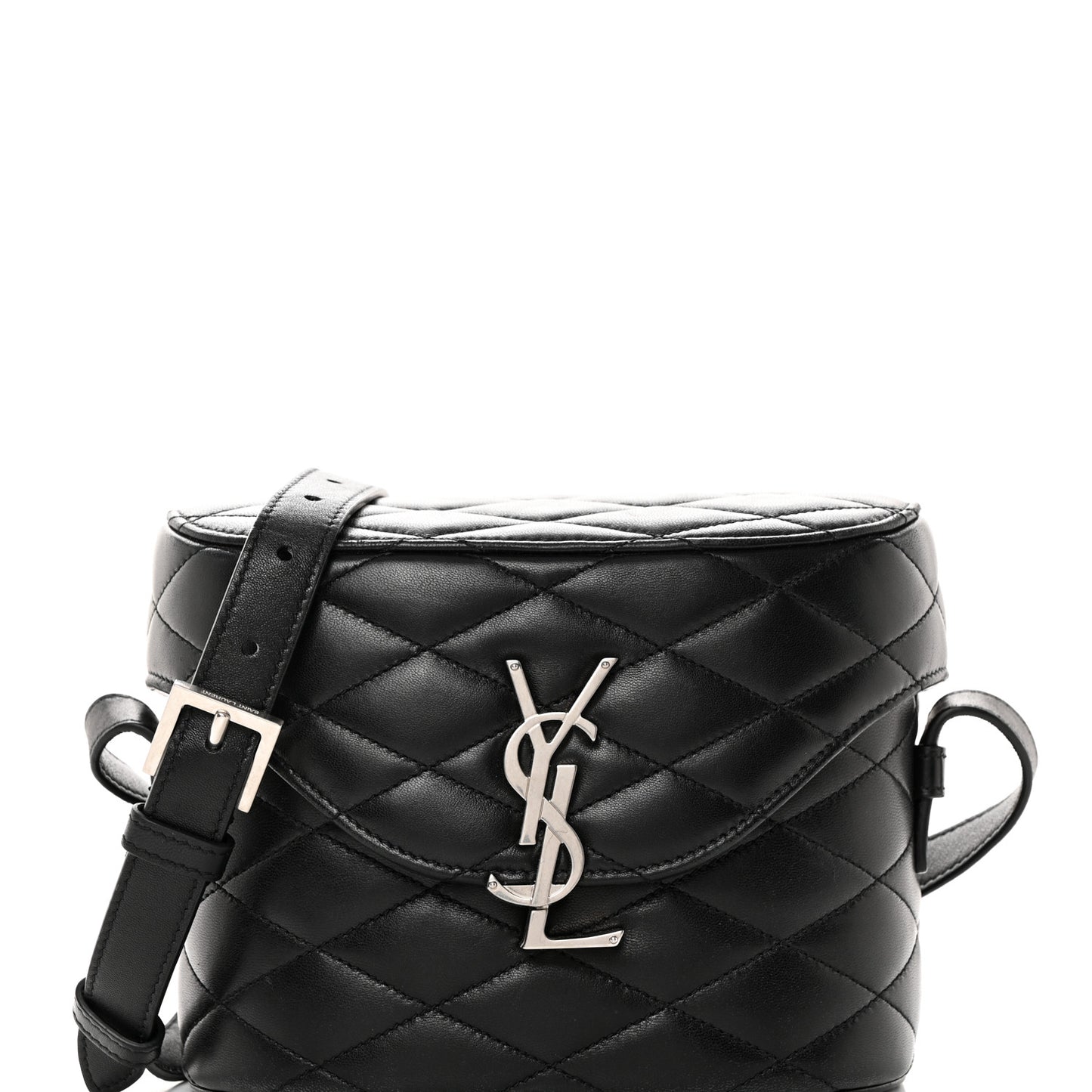 Lambskin Quilted Monogram June Box Bag Black