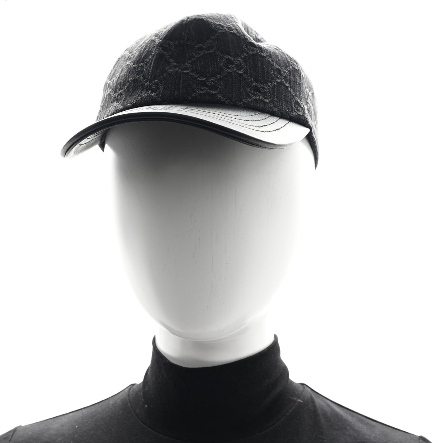 Denim Calfskin GG Monogram Baseball Hat M Black Grey