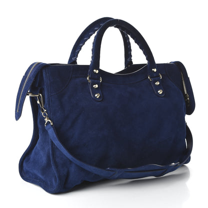 Balenciaga Baby Daim Suede Classic Gold Hardware City Bleu Pacifique 4 of 11