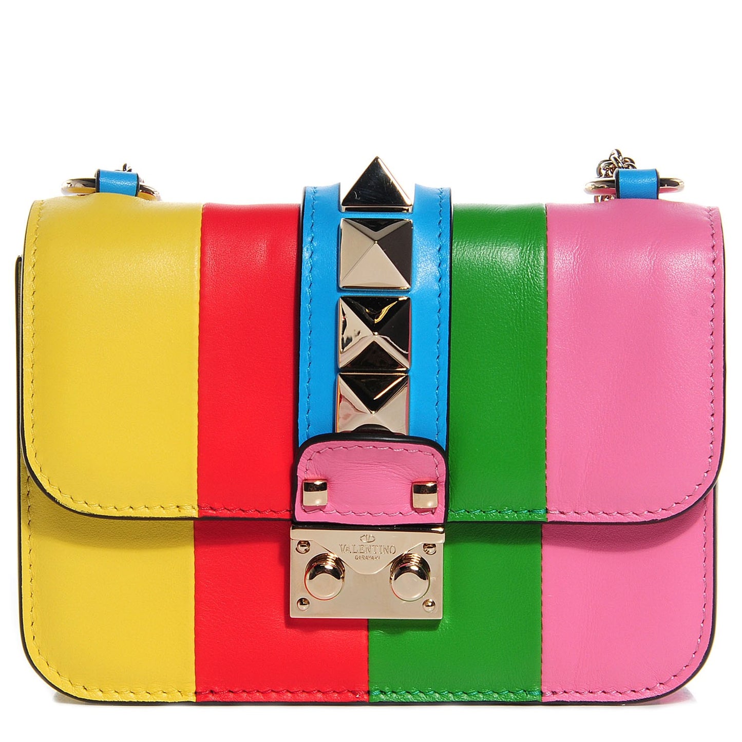 Rockstud Colorblock Mini Glam Lock Rockstud Flap Rainbow